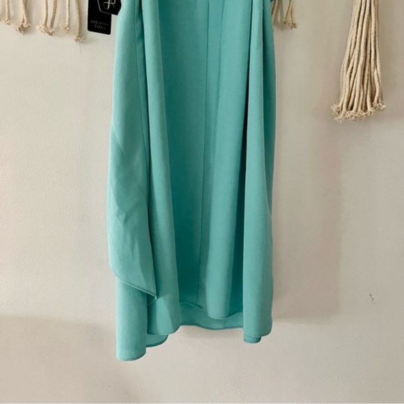 NWT Adrianna Papell Aruba Blue Gauzy Crepe Draped Front Dress - Picture 7 of 12
